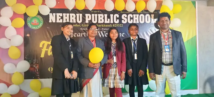 Teachers with students at the Farewell Ceremony