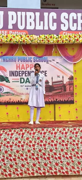 A student addresses the gathering on Independence Day